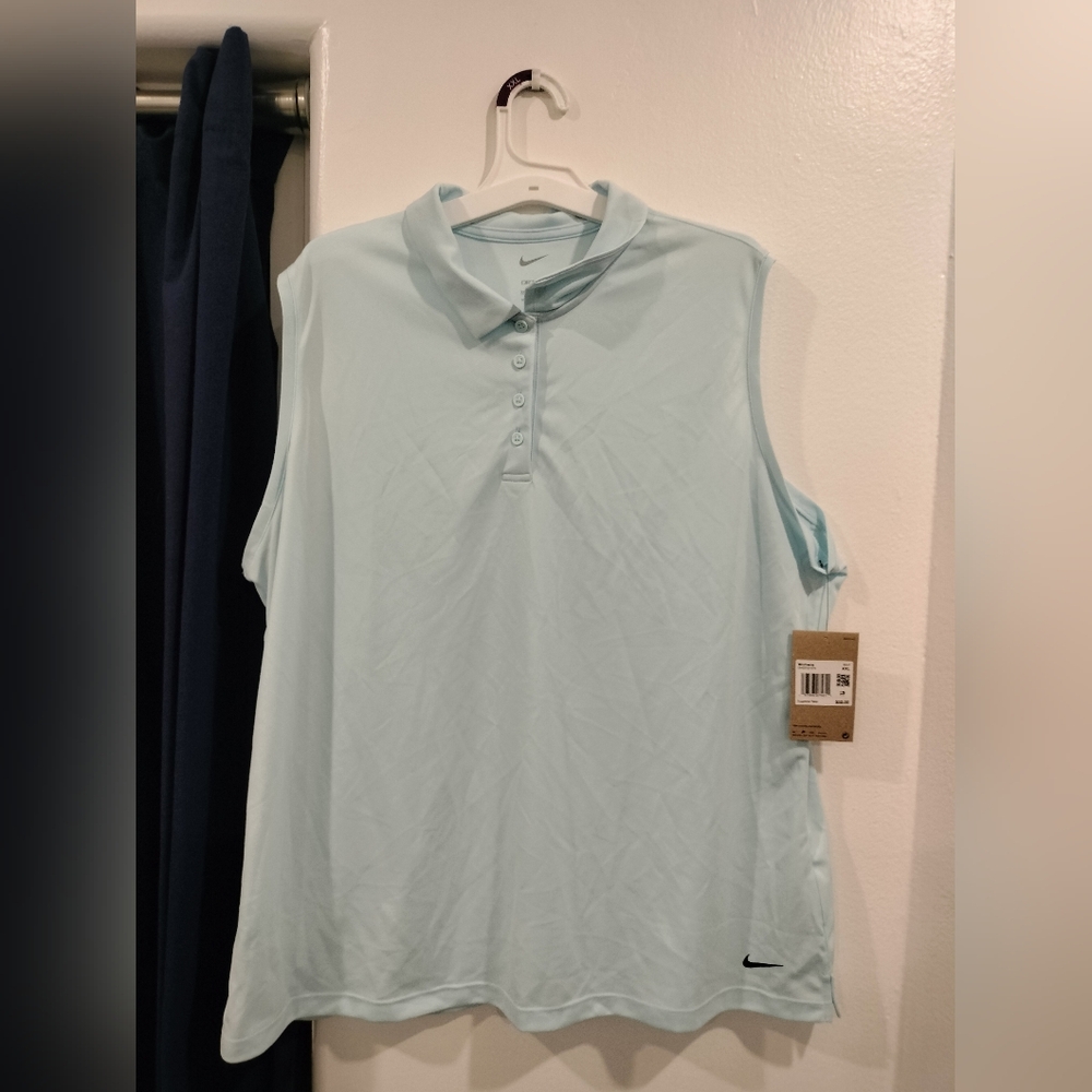 Nike Women's Golf Sleeveless Polo Top - Light Blue Sz Xxl